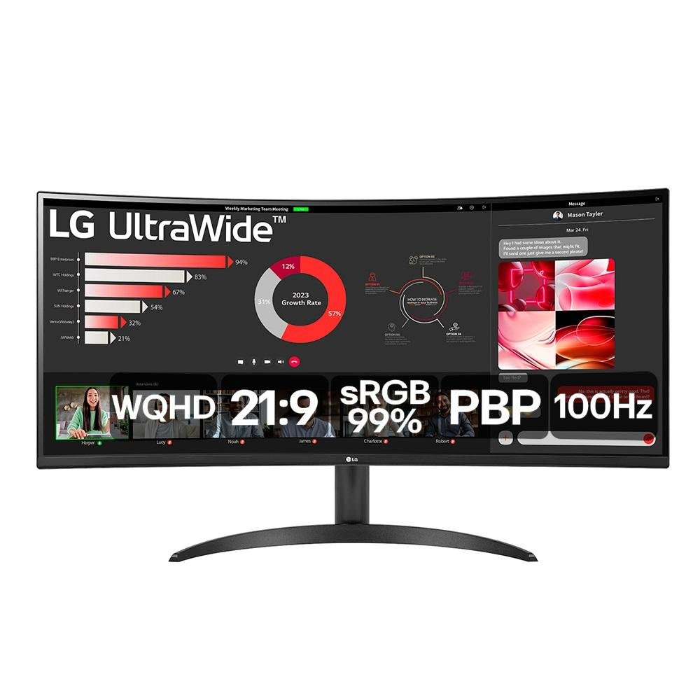 Monitor LG UltraWide Curvo, 34", 5ms, 100Hz, VA, AMD FreeSync Preto 34WR50QC-B
