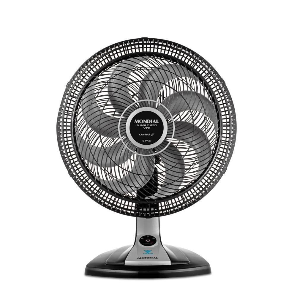 Ventilador De Mesa Mondial Turbo 8 Pás Control 140W 40Cm Preto e Prata VTX-40-8P-CR - 127V