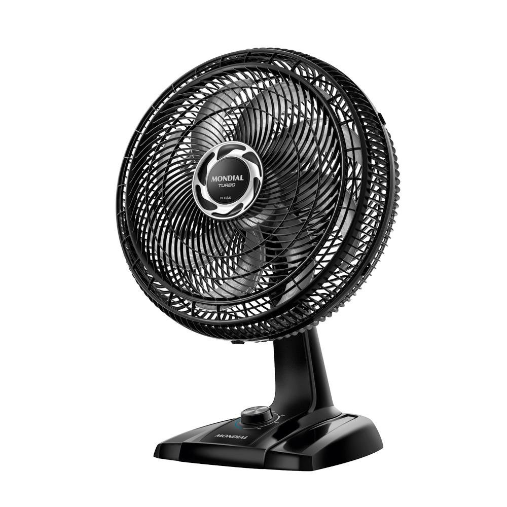 Ventilador De Mesa Mondial Turbo 8 Pás 140W 40Cm Preto e Prata NVT-40-8P-B - 127V