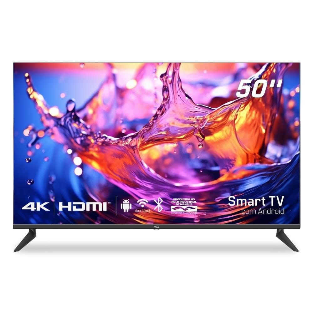 Smart TV 50" HQ 4K 3 HDMI 2 USB WI-FI Android 11 Design Slim e Tela Frameless UDE50HR315LN