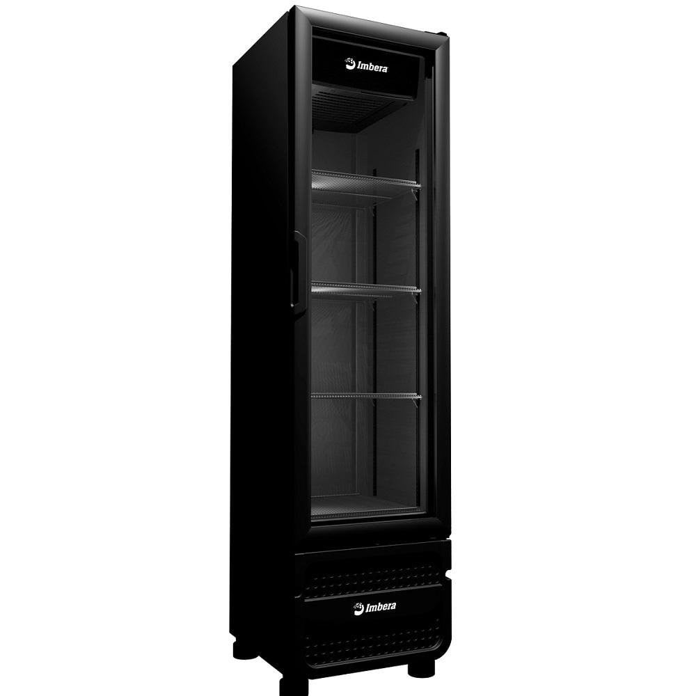 Expositor Vertical Imbera 244 Litros Porta de Vidro Full Black VR08 - Bivolt