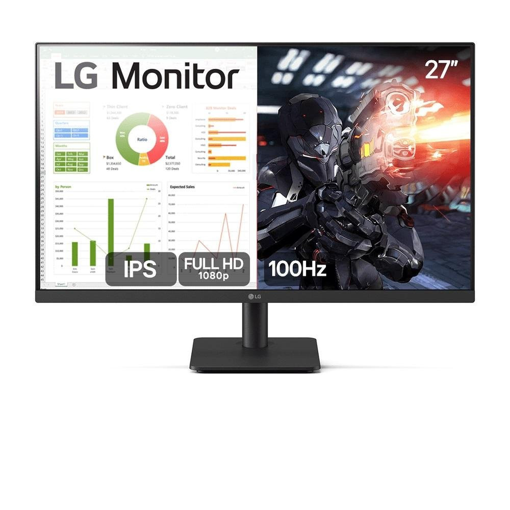 Monitor LG  Gamer 27", 100Hz, 5MS, IPS, Full HD, HDMI, Dynamic Action Sync Preto - 27MS500-B