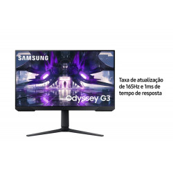 Monitor Gamer Samsung Odyssey G32A 27'' Preto LS27AG320NLXZD, FHD, 165Hz, 1ms, com ajuste de altura, HDMI, DP, Freesync