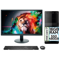 Computador Completo Intel Core i7 16GB SSD 480GB Monitor LED 21.5" HDMI EasyPC Go 