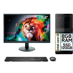 Computador Completo Intel Core i3 8GB SSD 120GB Monitor LED 15.6" HDMI EasyPC Go 