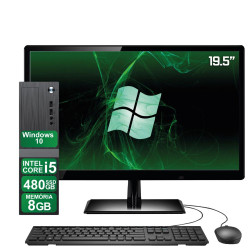 Computador Completo Intel Core i5 8GB SSD 480GB Windows 10 Monitor 19" HDMI 3green ElitePC Slim
