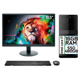 Computador Completo Intel Core i7 16GB SSD 480GB Monitor LED 19.5" HDMI EasyPC Go 