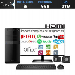 Computador PC CPU Completo EasyPC Intel Core i5 8gb HD 2tb Kit Multimídia Monitor Led 19.5" HDMI