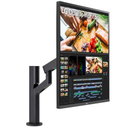 Monitor LED 28'' LG, QHD, HDR, IPS, HDMI, Display Port, USB Type-C, Som integrado, Pivô, Extensão e Retração, VESA, Ergo DualUp - 28MQ780